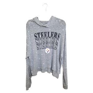 Pittsburgh Steelers Women’s Oversized Cowl Neck Hoodie Gray Lightweight NFL
